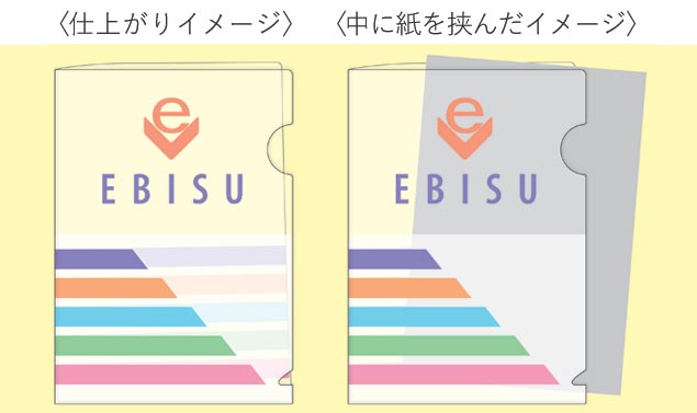 仕上がりイメージと中に紙を挟んだイメージ