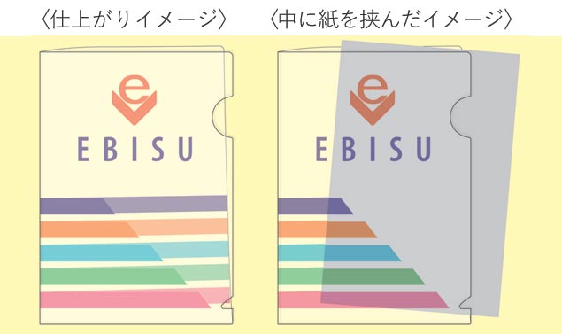 仕上がりイメージと中に紙を挟んだイメージ